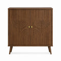 Buffet de salle à manger 2 portes marron en MDF plaqué noyer rectangulaire 90 x 40 x 110 cm