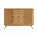 Buffet 2 portes 3 tiroirs chêne plaqué MDF rectangulaire 120 x 40 x 80 cm