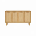 Buffet rectangulaire 4 portes en manguier massif naturel et rotin 160 x 40 x 80 cm