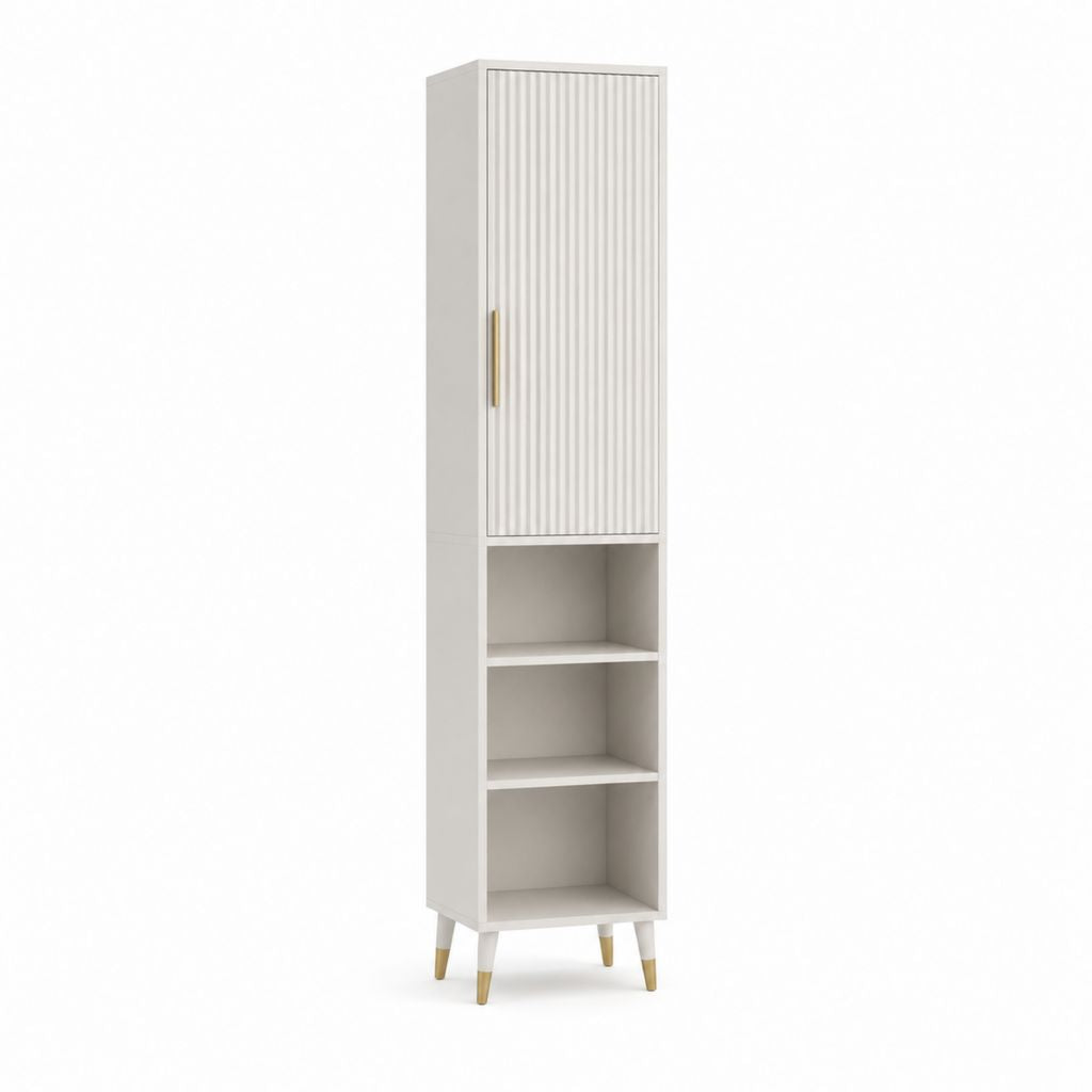 Colonne de rangement buffet blanche en MDF rectangulaire 180 x 40 x 35 cm