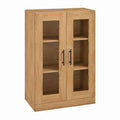 Buffet vitrine 2 portes chêne massif et verre 80 x 40 x 120 cm