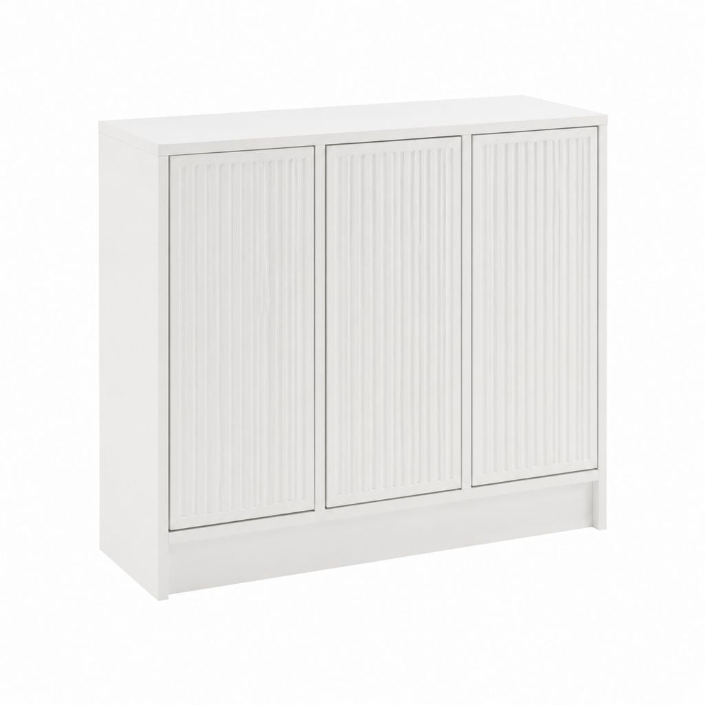 Buffet de salle à manger blanc en panneaux MDF rectangulaire à 3 portes 120 x 40 x 100 cm