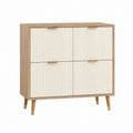 Buffet 4 portes blanc et chêne en panneaux de particules 80 x 40 x 100 cm