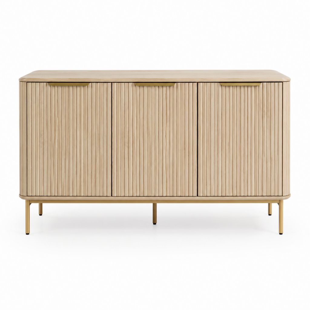 Buffet 3 portes chêne clair MDF rectangulaire 160 x 40 x 80 cm