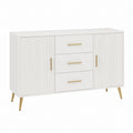 Buffet de salle à manger blanc en panneaux MDF avec 2 portes et 3 tiroirs 120 x 40 x 80 cm