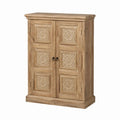 Buffet haut à 2 portes en bois massif de manguier naturel sculpté 100 x 45 x 150 cm