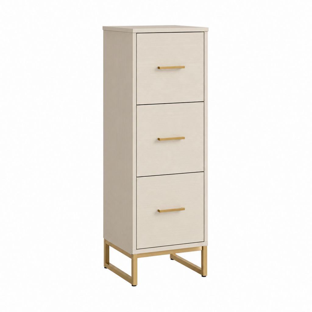 Meuble de rangement à 3 tiroirs beige en MDF 40 x 35 x 110 cm