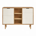 Buffet de rangement rectangulaire chêne clair et crème en MDF 140 x 40 x 90 cm
